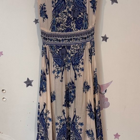 SPELL Vintage 🦋 Hotel Paradiso Bluebird Blue and Cream Floral Dress Small - Picture 8 of 8